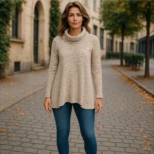 Eyeshadow Cowl Neck Sweater Women's Size M Cream